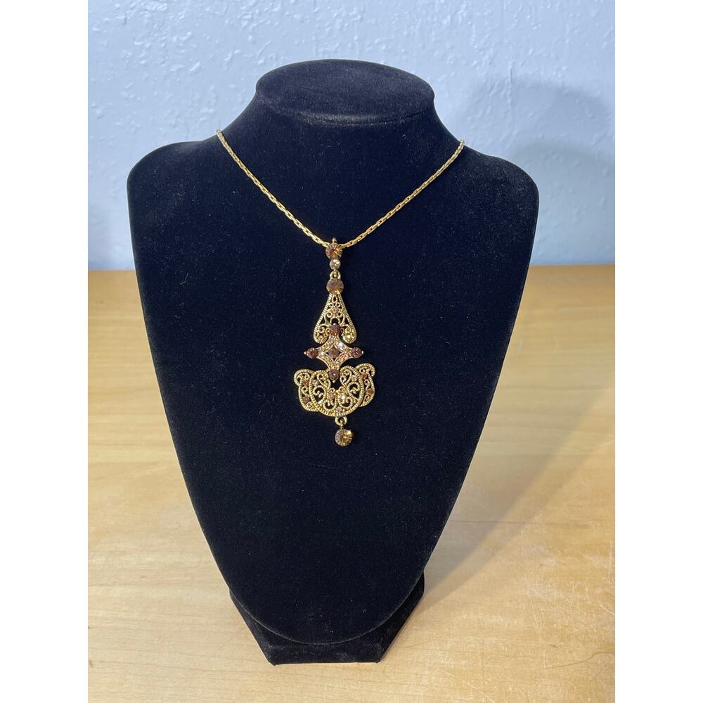 Camrose & Kross Revival Style Pendant Necklace JBK Gold Tone Whimsygoth